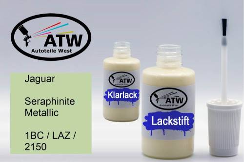 Jaguar, Seraphinite Metallic, 1BC / LAZ / 2150: 20ml Lackstift + 20ml Klarlack - Set, von ATW Autoteile West.